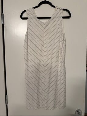 Anthropologie Hutch White Dress with Blue Pinstripes